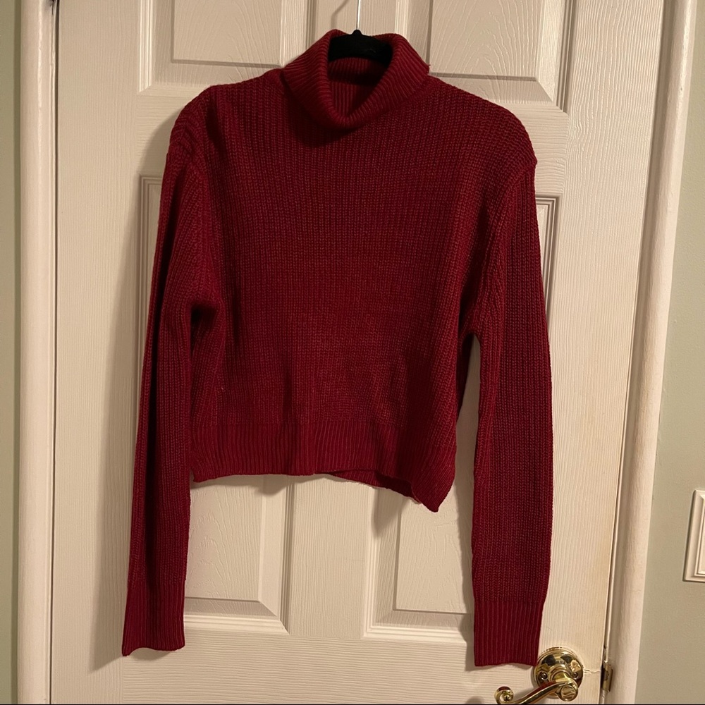 Red turtle neck sweater